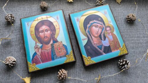 Венчальная Пара 🕊 Икона Спасителя нашего Иисуса Христа Икона Пресвятой Владычицы Богородицы
